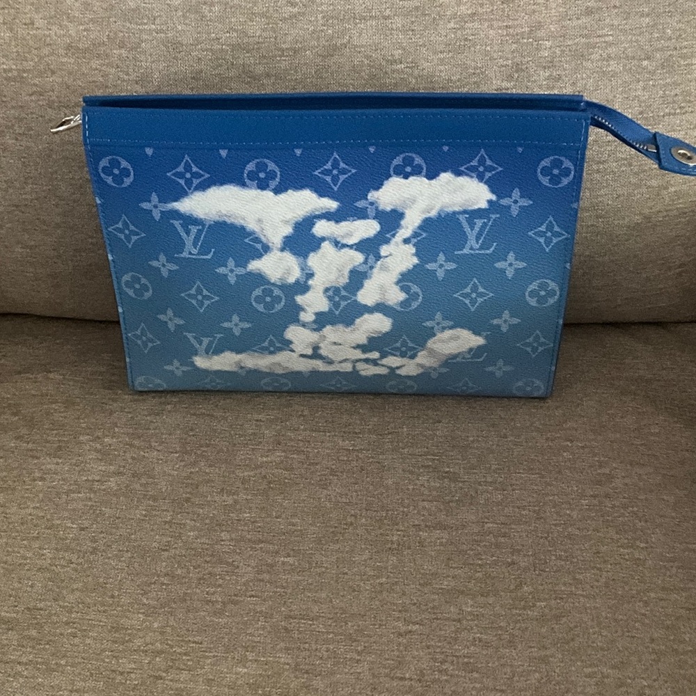 Louis Vuitton Virgil Abloh Blue Monogram Clouds Coated Canvas Pochette Voyage MM